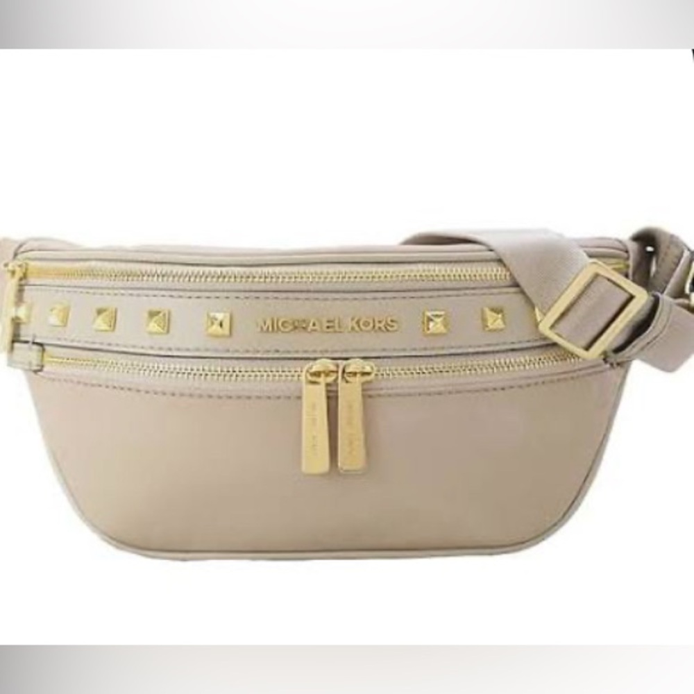 Michael Kors Kenly Studded Waist Pack Crossbody Taupe Travel Casual